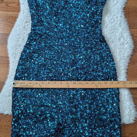 Scala Vintage Sequined Beaded Mini Evening Dress XSmall Blue - Picture 15 of 16